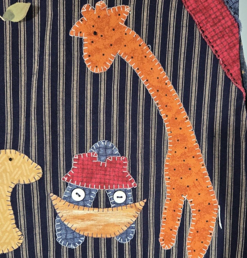 Handmade Patchwork Animal Vest Folk Art Style M/L Noah's‎ Ark Vest - Picture 9 of 9